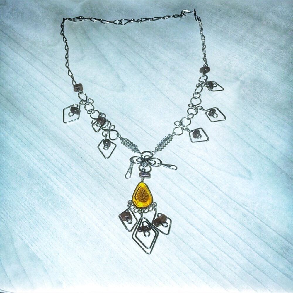 New wire wrapped amber necklace 20 inches